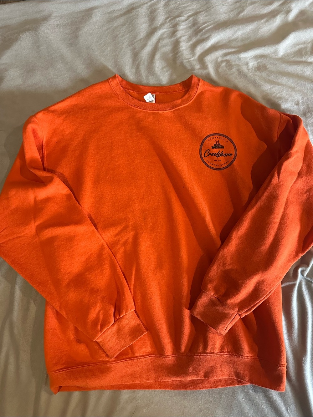 Women's Orange Crewneck Sweatshirt with Crest Detail